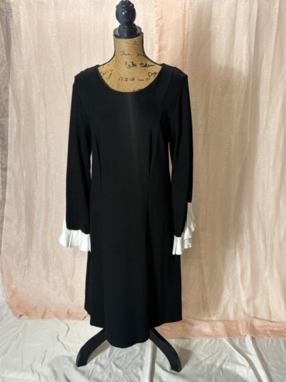 Black Dress with Ruffled White Sleeves